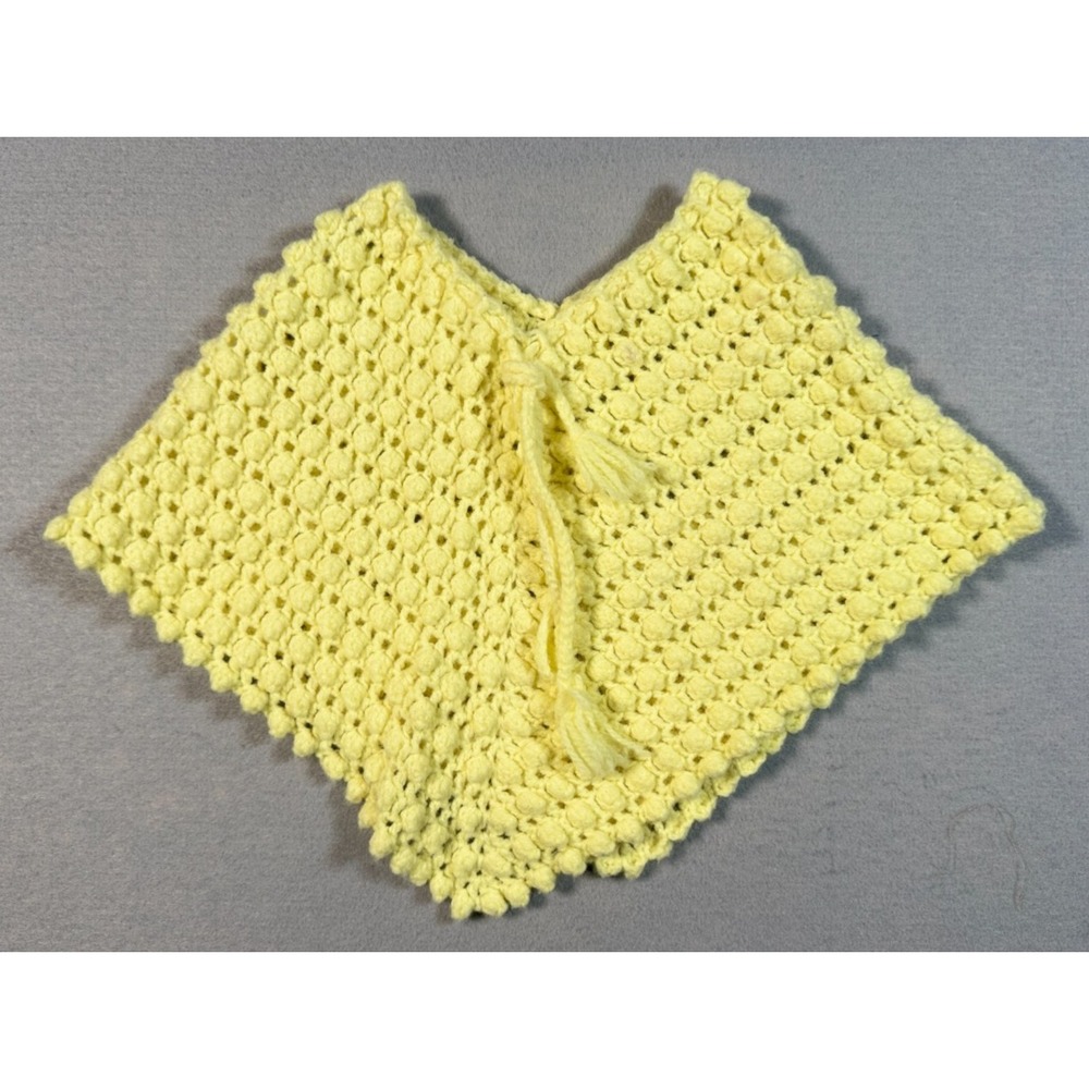 Homemade Crochet Baby Shawl - Yellow - Very Good Condition - Grandma Made